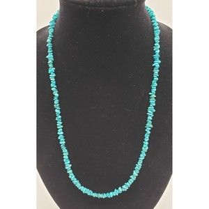 Vintage Sterling Silver 925 Chip Natural Turquoise Single Strand Necklace 12"